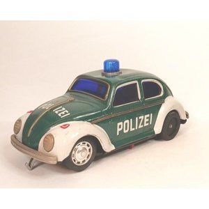 1960s Taiyo Volkswagon Polizei Beetle Battery Has Damage Comes On Antique Japan